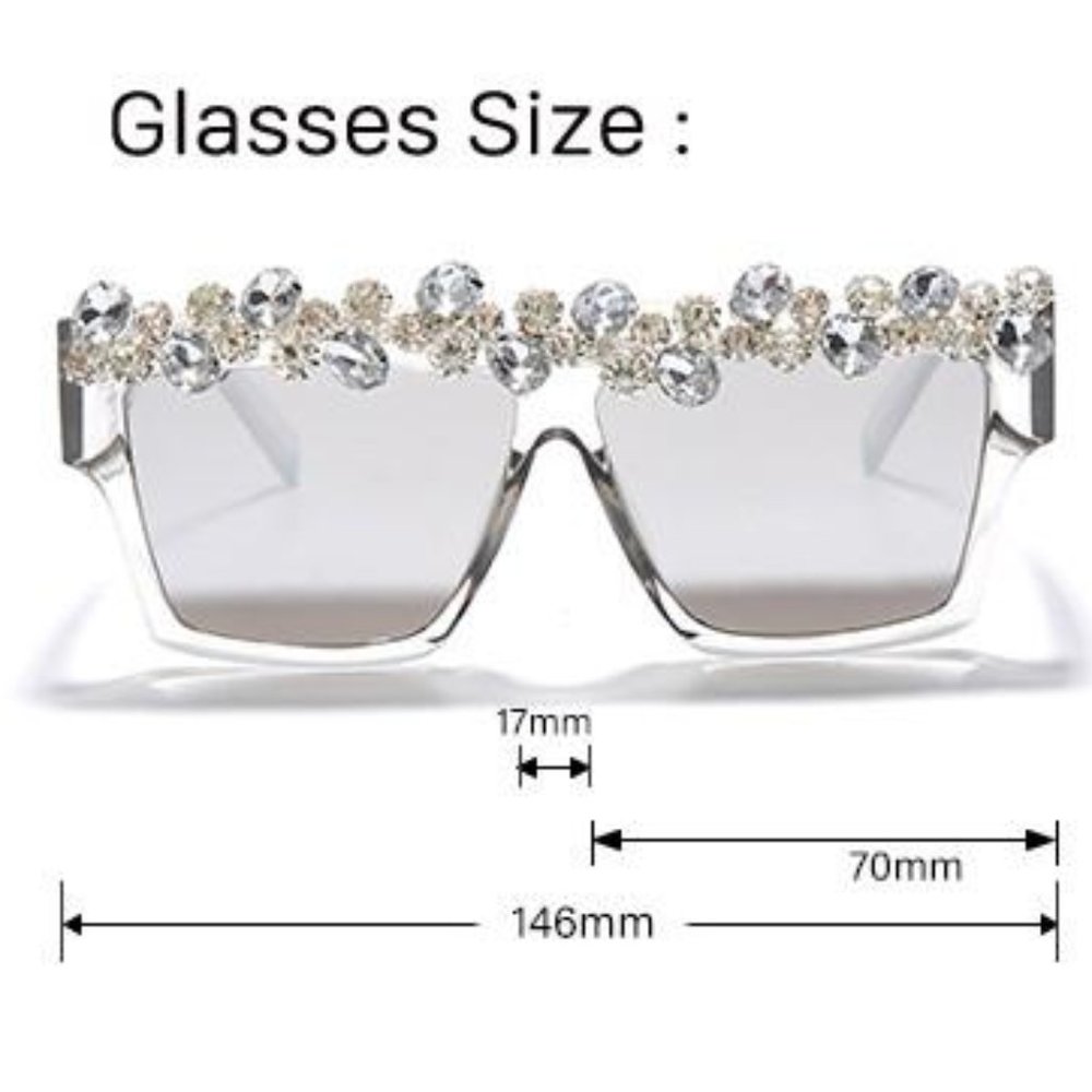 Blue Oversized Square Diamond Rhinestone S003 - Picture 5 of 7